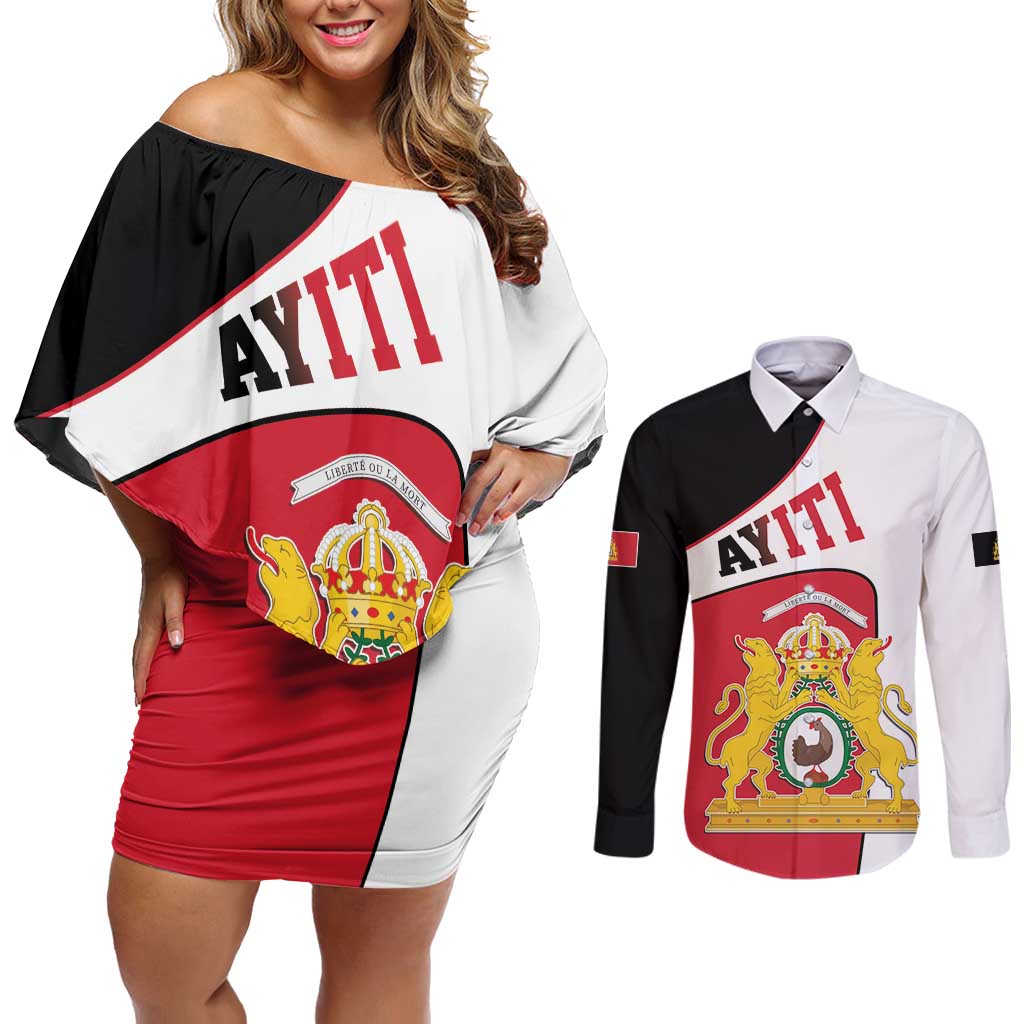 Haiti First Empire Couples Matching Off Shoulder Short Dress and Long Sleeve Button Shirt Anpi an Ayiti 1804-1806