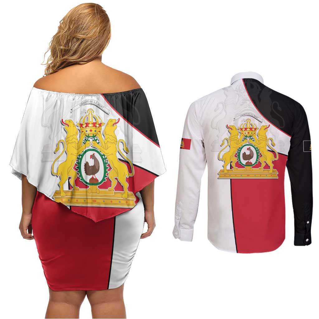 Haiti First Empire Couples Matching Off Shoulder Short Dress and Long Sleeve Button Shirt Anpi an Ayiti 1804-1806