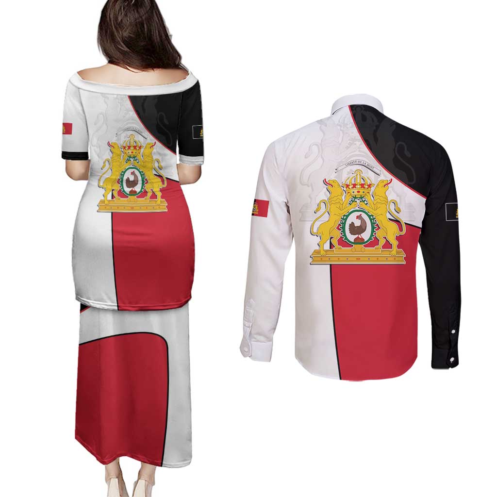 Haiti First Empire Couples Matching Puletasi and Long Sleeve Button Shirt Anpi an Ayiti 1804-1806