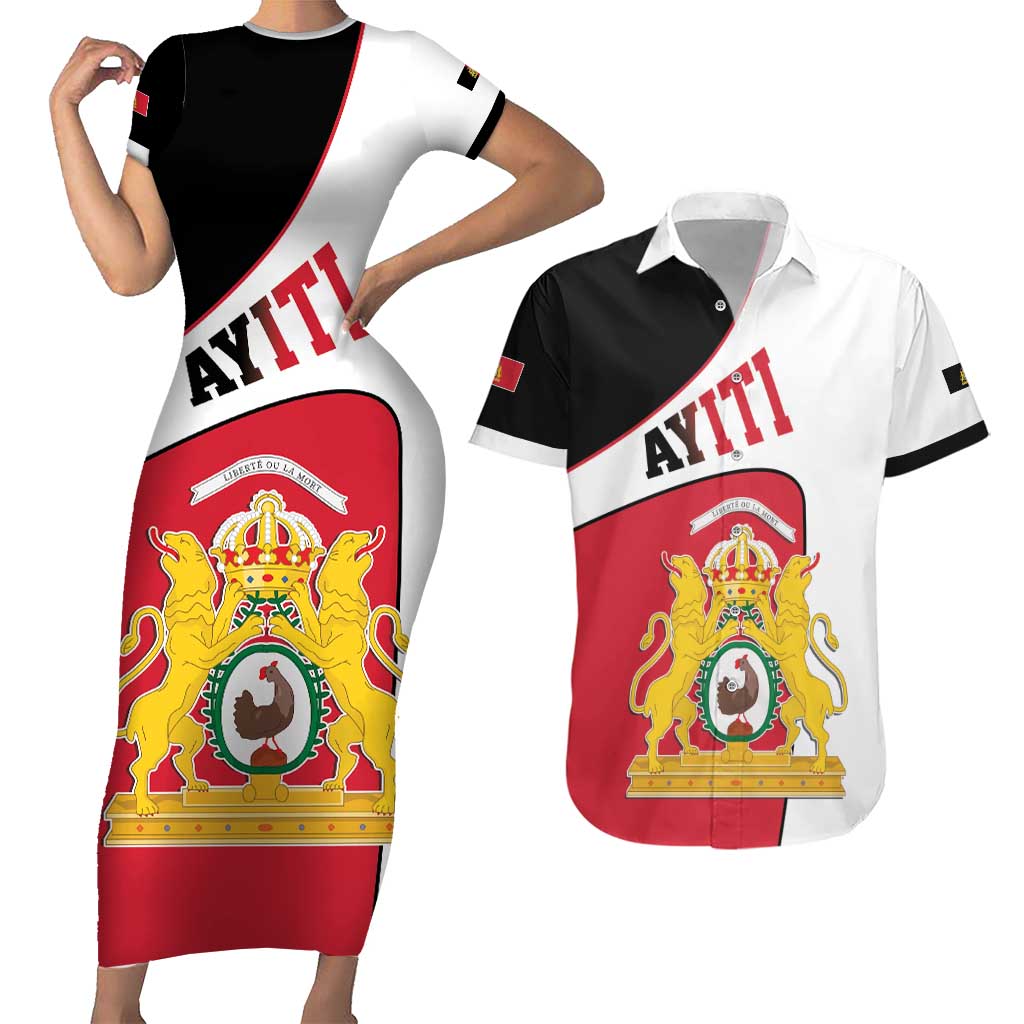 Haiti First Empire Couples Matching Short Sleeve Bodycon Dress and Hawaiian Shirt Anpi an Ayiti 1804-1806