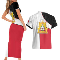 Haiti First Empire Couples Matching Short Sleeve Bodycon Dress and Hawaiian Shirt Anpi an Ayiti 1804-1806