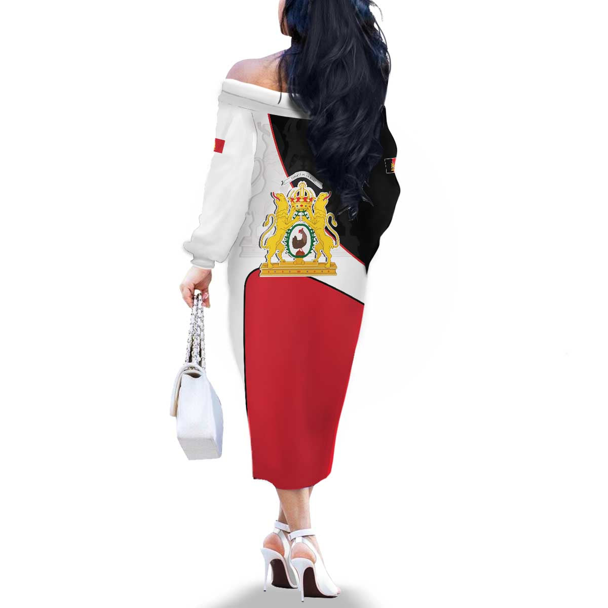 Haiti First Empire Family Matching Off The Shoulder Long Sleeve Dress and Hawaiian Shirt Anpi an Ayiti 1804-1806