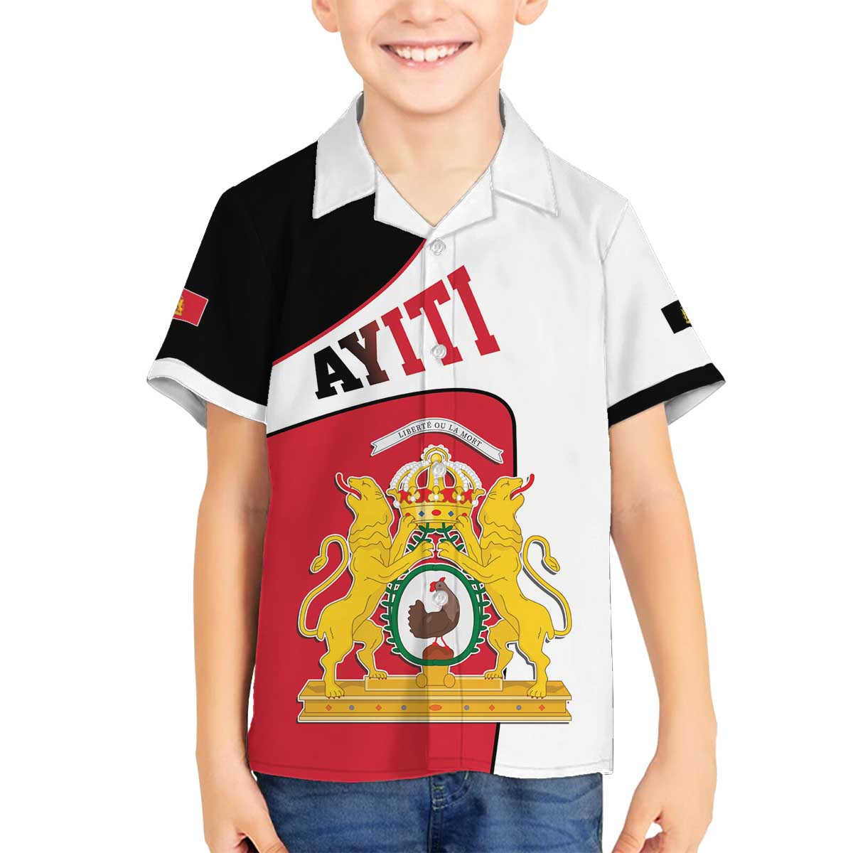 Haiti First Empire Family Matching Off The Shoulder Long Sleeve Dress and Hawaiian Shirt Anpi an Ayiti 1804-1806