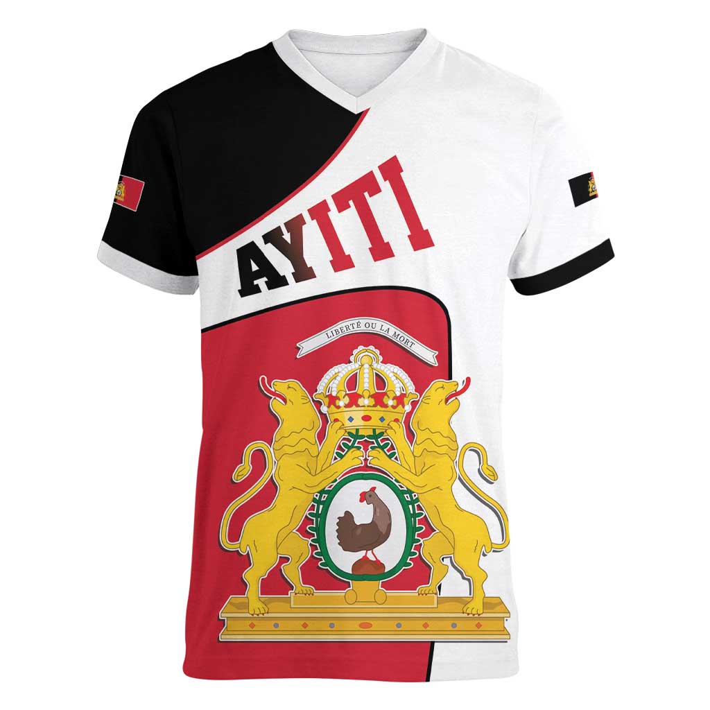 Haiti First Empire Women V-Neck T-Shirt Anpi an Ayiti 1804-1806