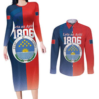 North Haiti State of Haiti Couples Matching Long Sleeve Bodycon Dress and Long Sleeve Button Shirt Leta an Ayiti 1806-1811
