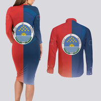 North Haiti State of Haiti Couples Matching Long Sleeve Bodycon Dress and Long Sleeve Button Shirt Leta an Ayiti 1806-1811
