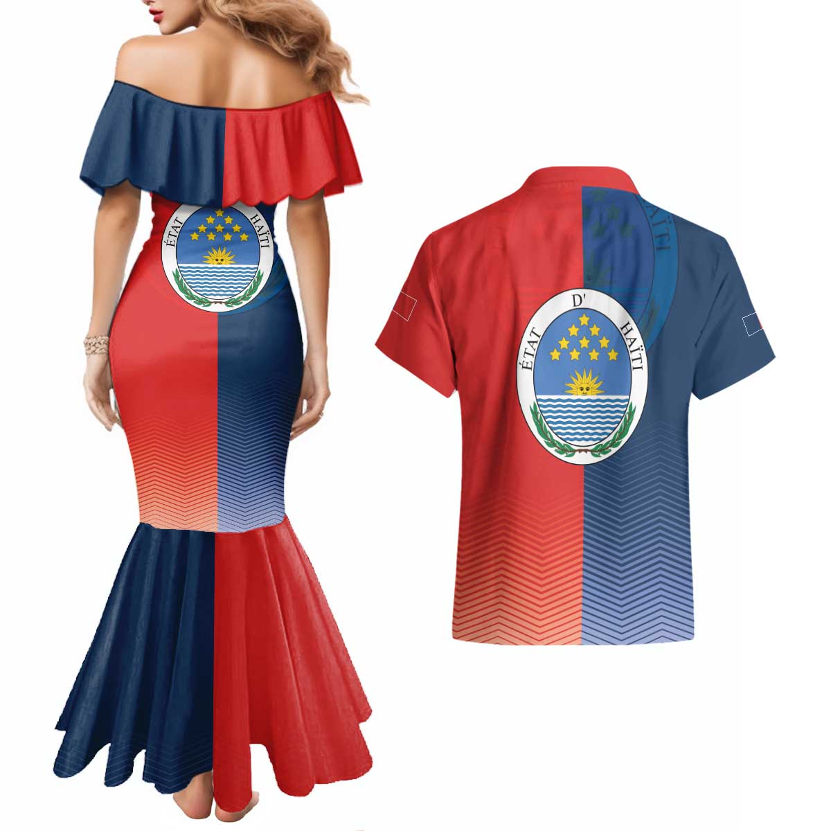 North Haiti State of Haiti Couples Matching Mermaid Dress and Hawaiian Shirt Leta an Ayiti 1806-1811