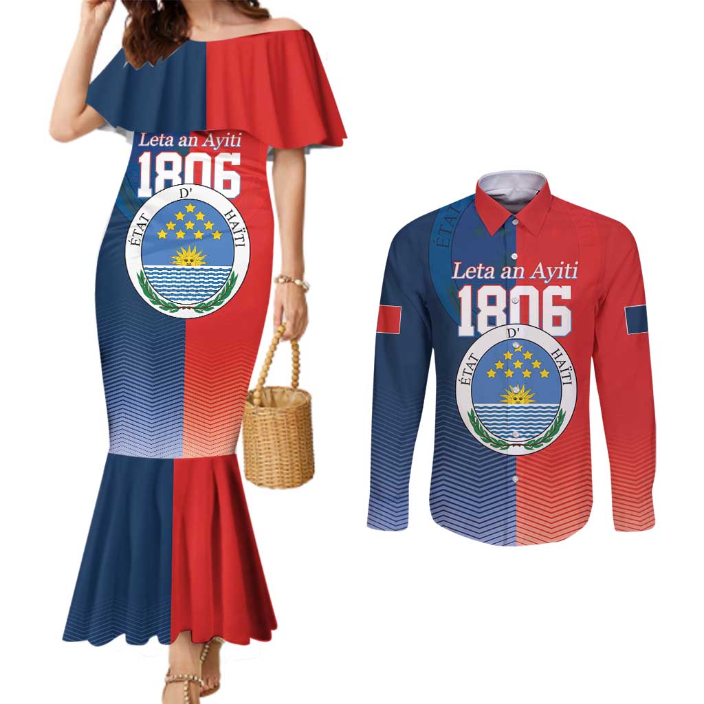 North Haiti State of Haiti Couples Matching Mermaid Dress and Long Sleeve Button Shirt Leta an Ayiti 1806-1811