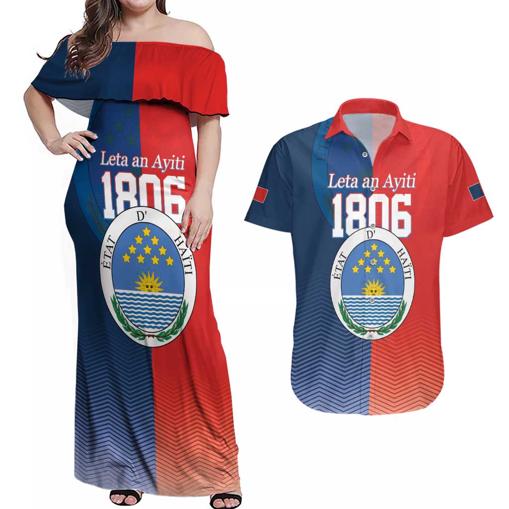 North Haiti State of Haiti Couples Matching Off Shoulder Maxi Dress and Hawaiian Shirt Leta an Ayiti 1806-1811