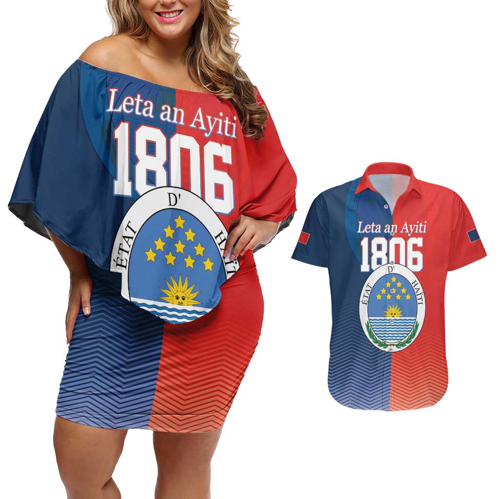 North Haiti State of Haiti Couples Matching Off Shoulder Short Dress and Hawaiian Shirt Leta an Ayiti 1806-1811