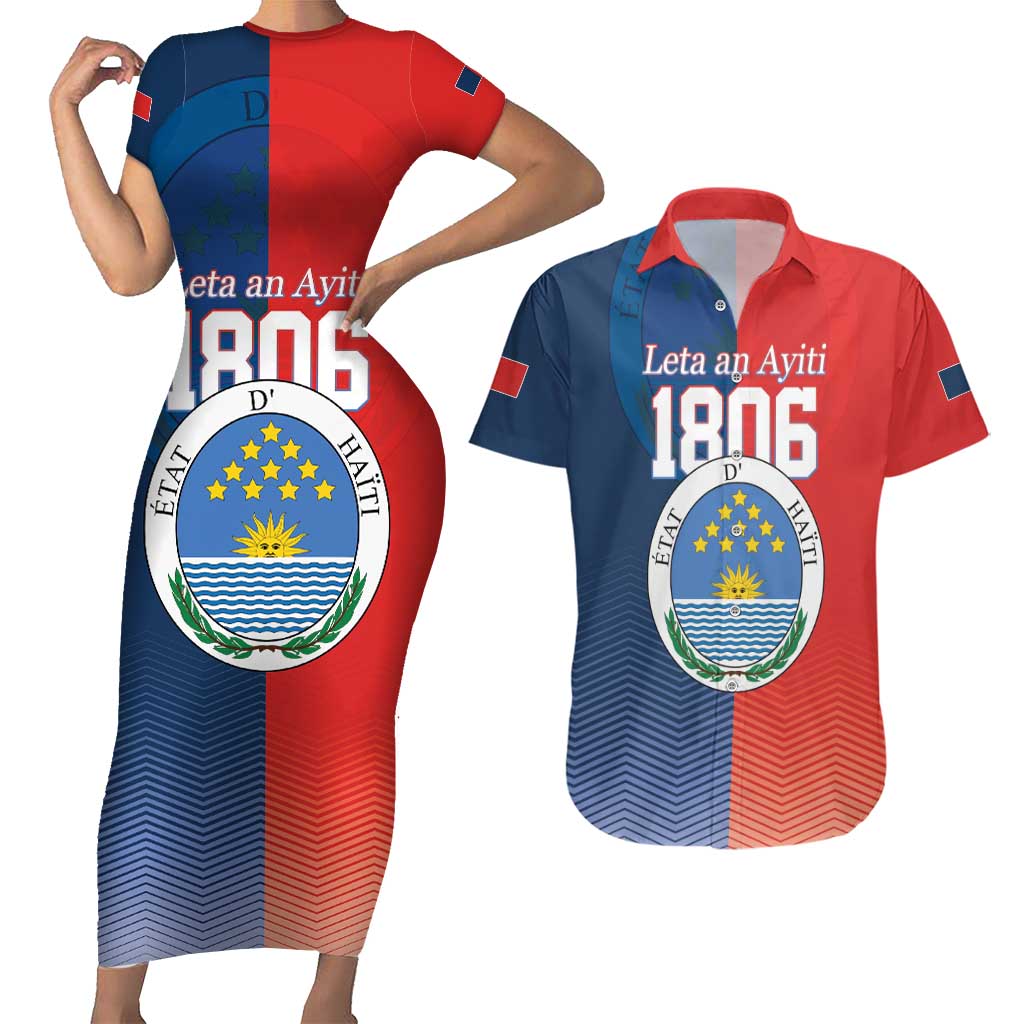 North Haiti State of Haiti Couples Matching Short Sleeve Bodycon Dress and Hawaiian Shirt Leta an Ayiti 1806-1811