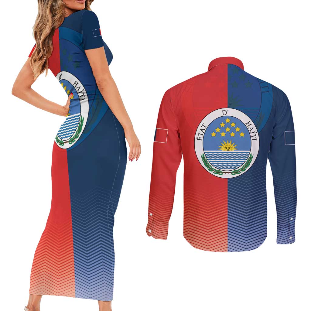 North Haiti State of Haiti Couples Matching Short Sleeve Bodycon Dress and Long Sleeve Button Shirt Leta an Ayiti 1806-1811
