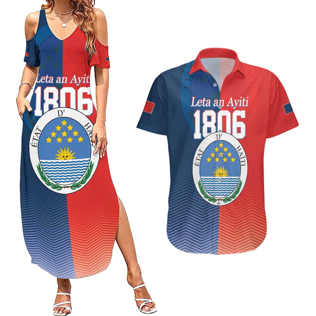 North Haiti State of Haiti Couples Matching Summer Maxi Dress and Hawaiian Shirt Leta an Ayiti 1806-1811