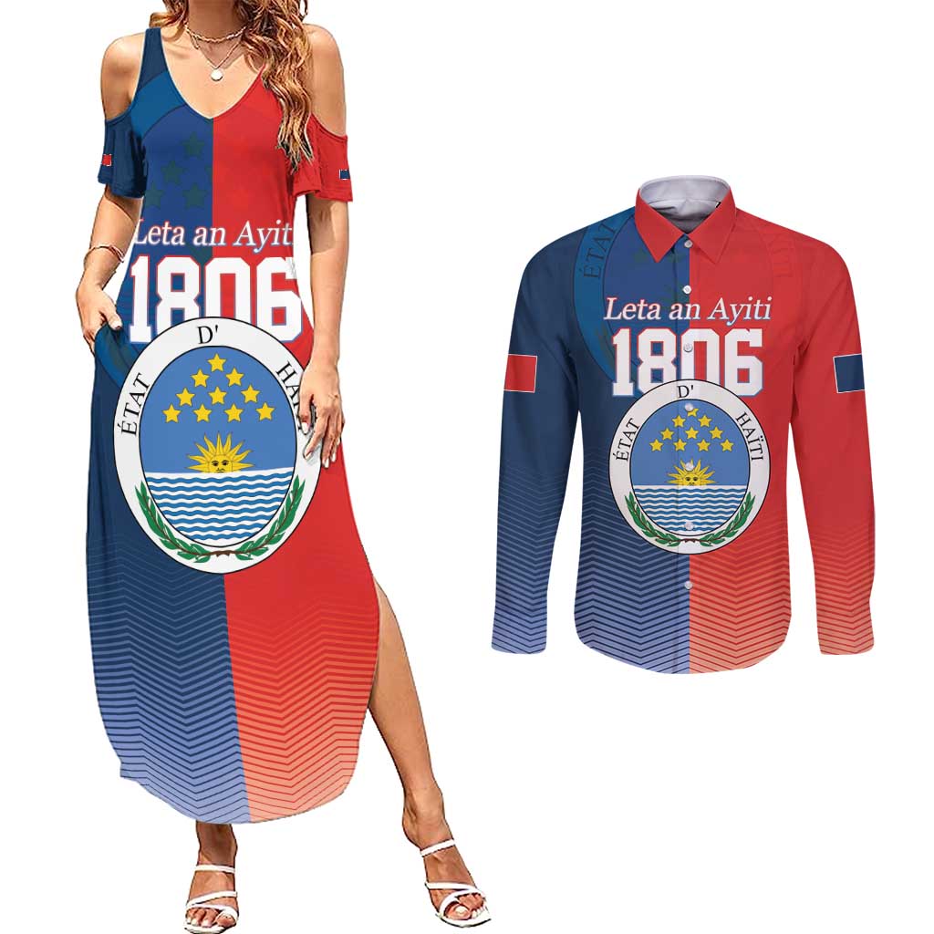 North Haiti State of Haiti Couples Matching Summer Maxi Dress and Long Sleeve Button Shirt Leta an Ayiti 1806-1811