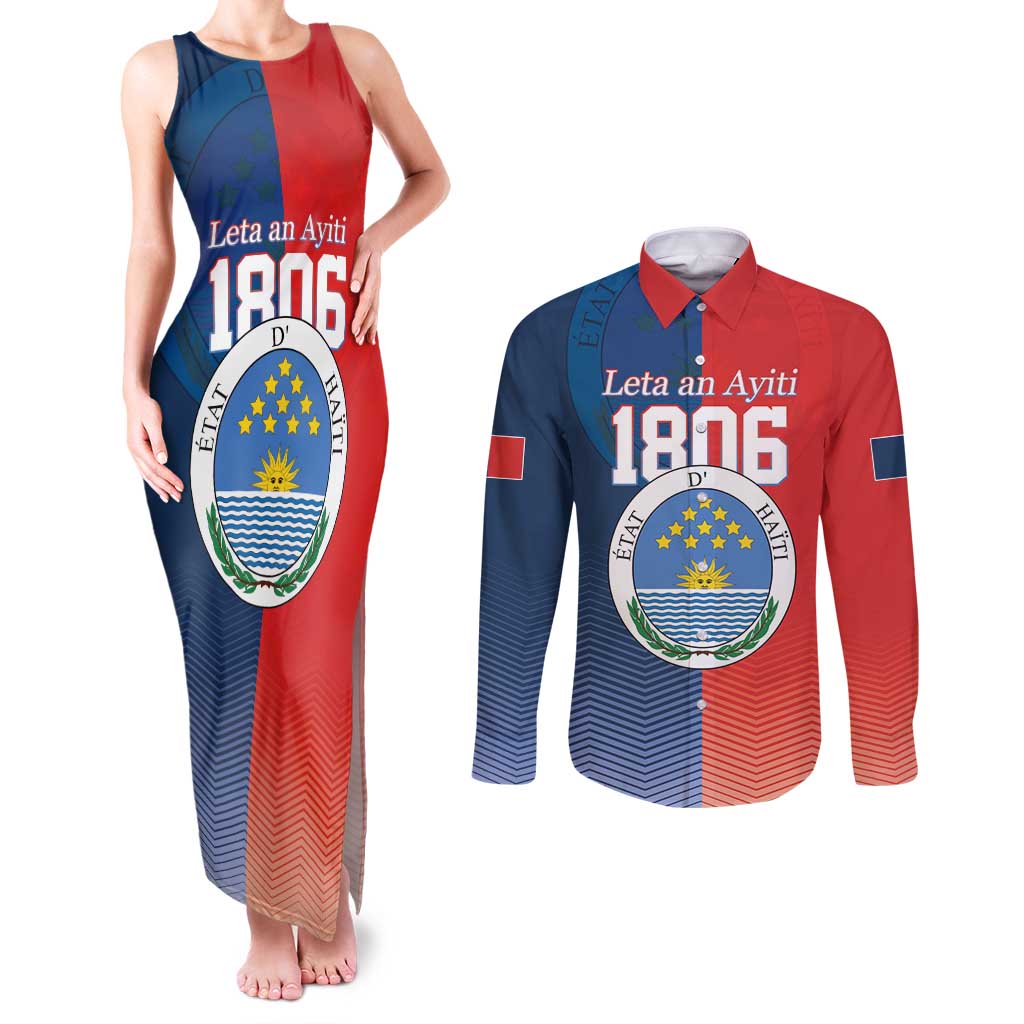 North Haiti State of Haiti Couples Matching Tank Maxi Dress and Long Sleeve Button Shirt Leta an Ayiti 1806-1811