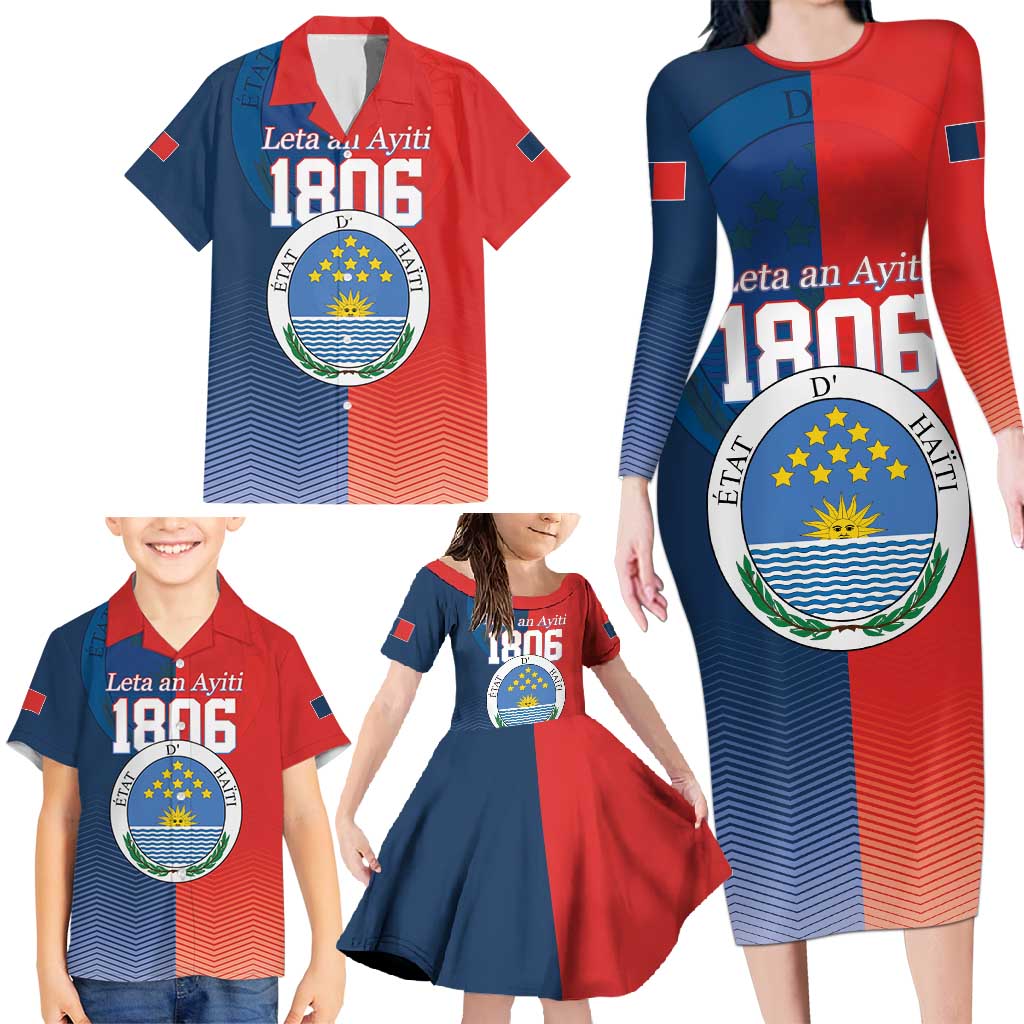 North Haiti State of Haiti Family Matching Long Sleeve Bodycon Dress and Hawaiian Shirt Leta an Ayiti 1806-1811