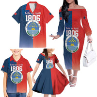 North Haiti State of Haiti Family Matching Off The Shoulder Long Sleeve Dress and Hawaiian Shirt Leta an Ayiti 1806-1811