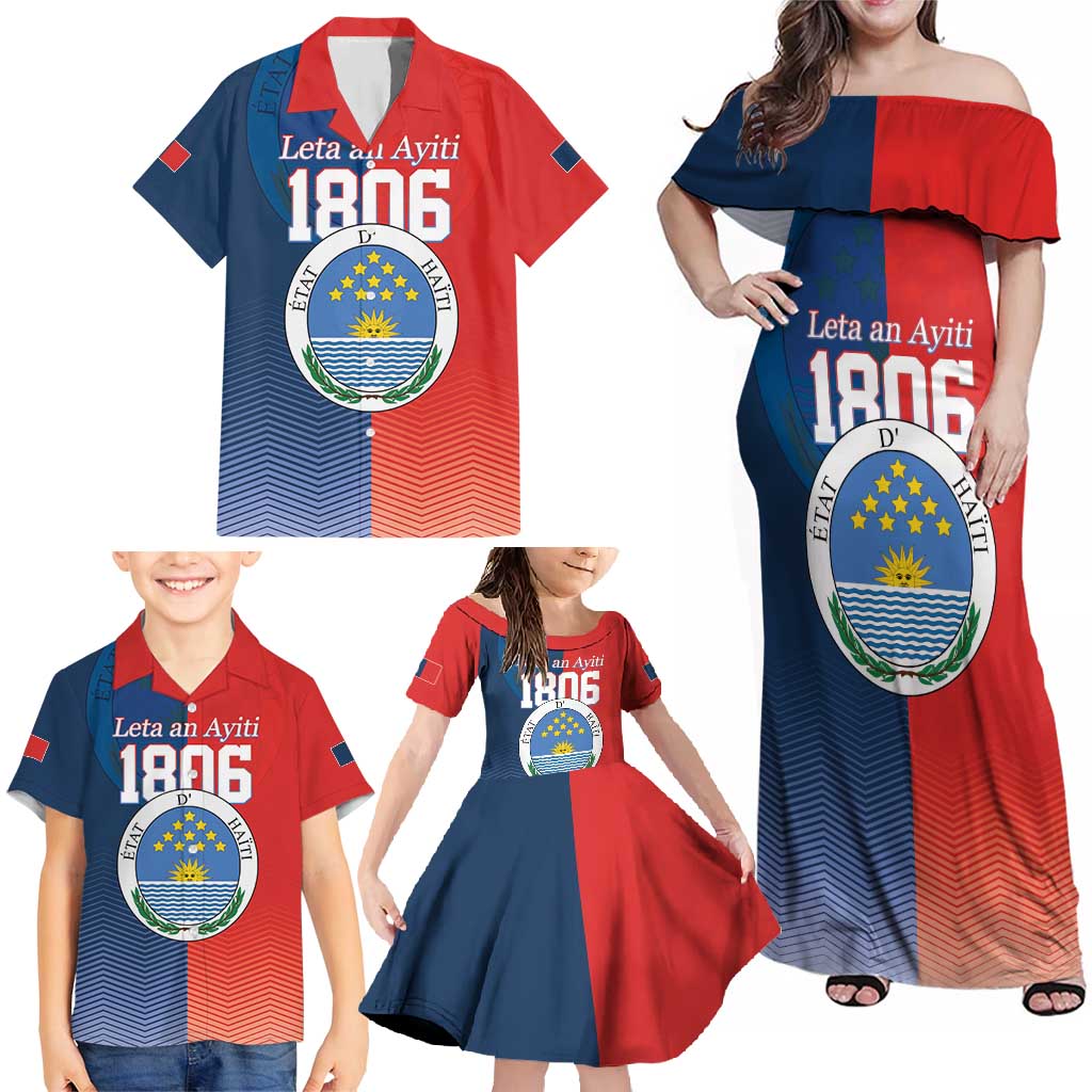 North Haiti State of Haiti Family Matching Off Shoulder Maxi Dress and Hawaiian Shirt Leta an Ayiti 1806-1811