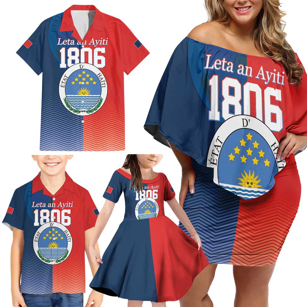 North Haiti State of Haiti Family Matching Off Shoulder Short Dress and Hawaiian Shirt Leta an Ayiti 1806-1811