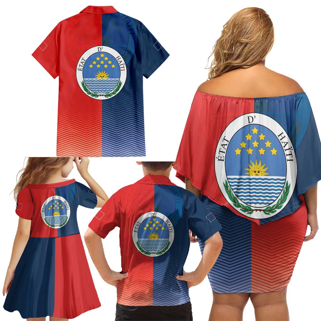 North Haiti State of Haiti Family Matching Off Shoulder Short Dress and Hawaiian Shirt Leta an Ayiti 1806-1811