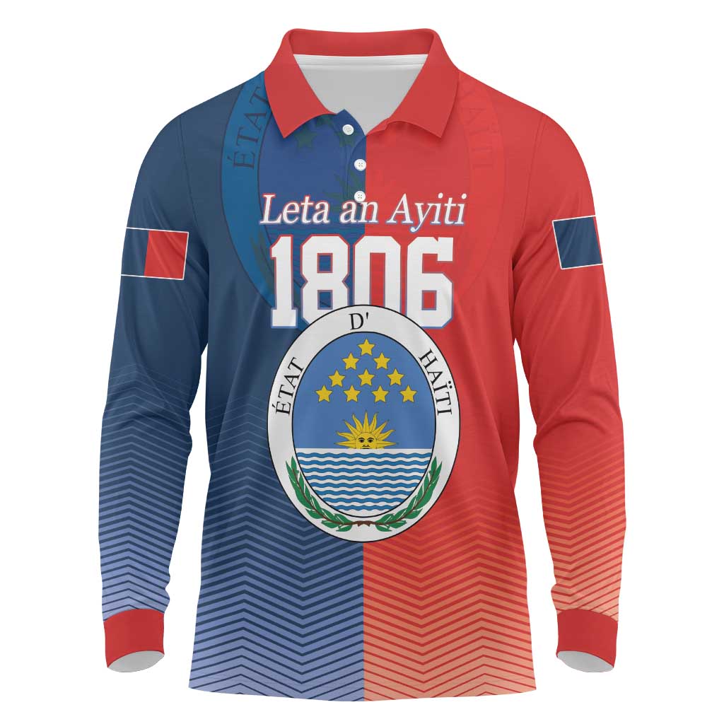 North Haiti State of Haiti Long Sleeve Polo Shirt Leta an Ayiti 1806-1811