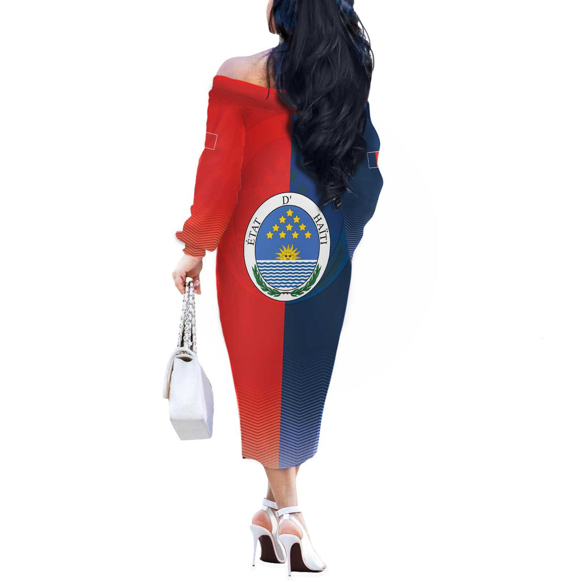 North Haiti State of Haiti Off The Shoulder Long Sleeve Dress Leta an Ayiti 1806-1811