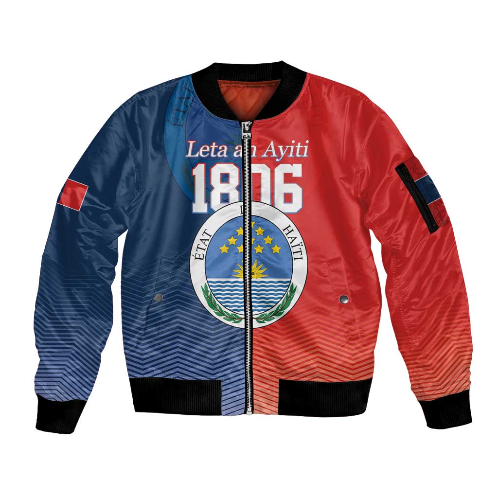 North Haiti State of Haiti Sleeve Zip Bomber Jacket Leta an Ayiti 1806-1811
