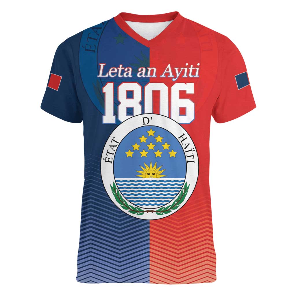 North Haiti State of Haiti Women V-Neck T-Shirt Leta an Ayiti 1806-1811
