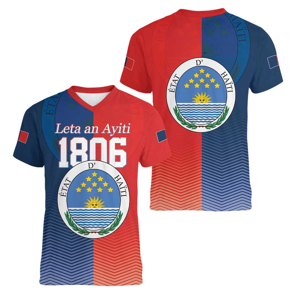 North Haiti State of Haiti Women V-Neck T-Shirt Leta an Ayiti 1806-1811
