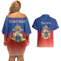 Personalized Haiti Second Empire Couples Matching Off Shoulder Short Dress and Hawaiian Shirt Anpi an Ayiti 1849-1859