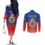 Personalized Haiti Second Empire Couples Matching Off The Shoulder Long Sleeve Dress and Long Sleeve Button Shirt Anpi an Ayiti 1849-1859