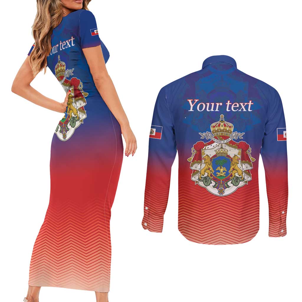 Personalized Haiti Second Empire Couples Matching Short Sleeve Bodycon Dress and Long Sleeve Button Shirt Anpi an Ayiti 1849-1859
