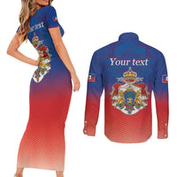 Personalized Haiti Second Empire Couples Matching Short Sleeve Bodycon Dress and Long Sleeve Button Shirt Anpi an Ayiti 1849-1859