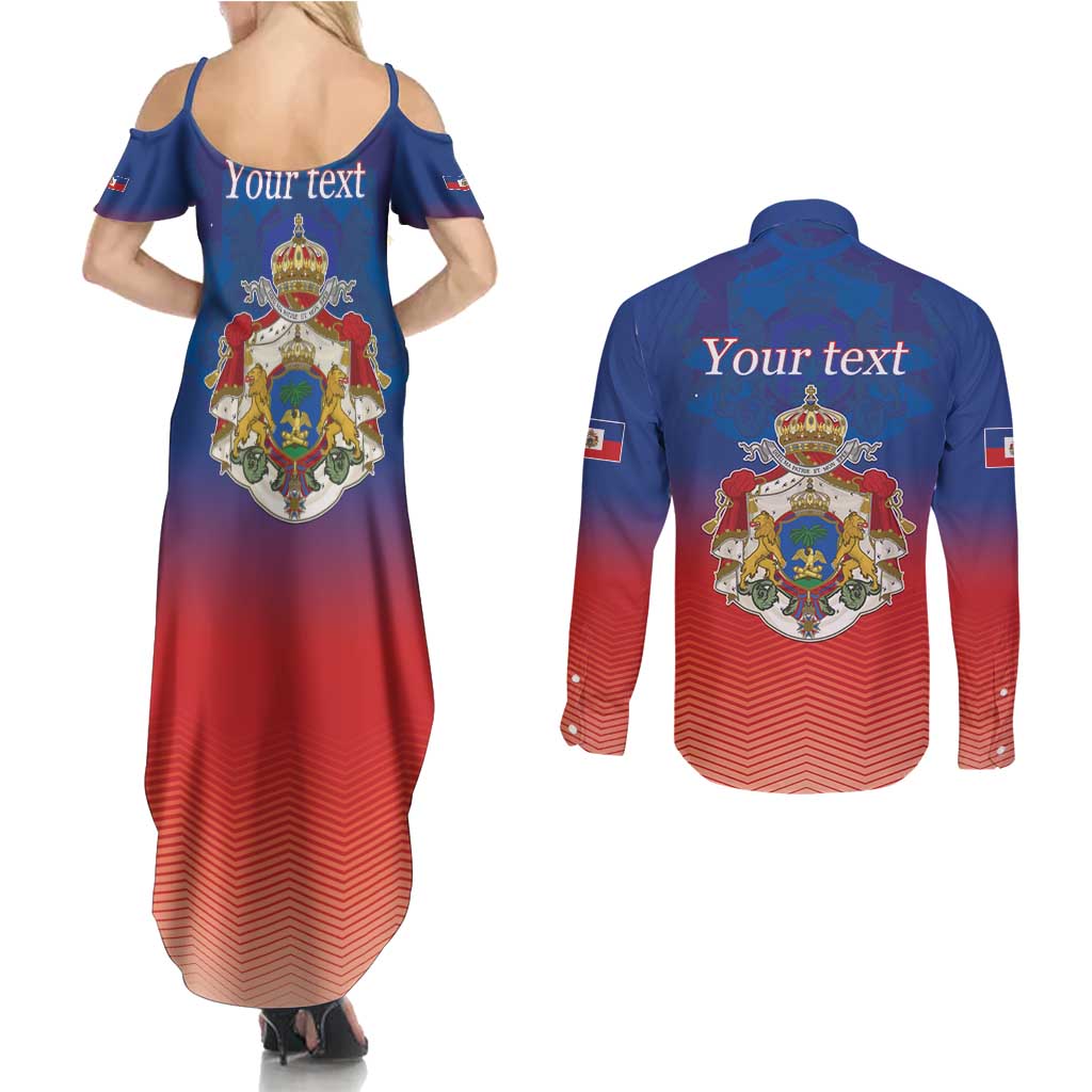 Personalized Haiti Second Empire Couples Matching Summer Maxi Dress and Long Sleeve Button Shirt Anpi an Ayiti 1849-1859