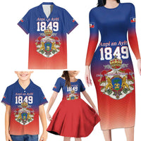 Personalized Haiti Second Empire Family Matching Long Sleeve Bodycon Dress and Hawaiian Shirt Anpi an Ayiti 1849-1859