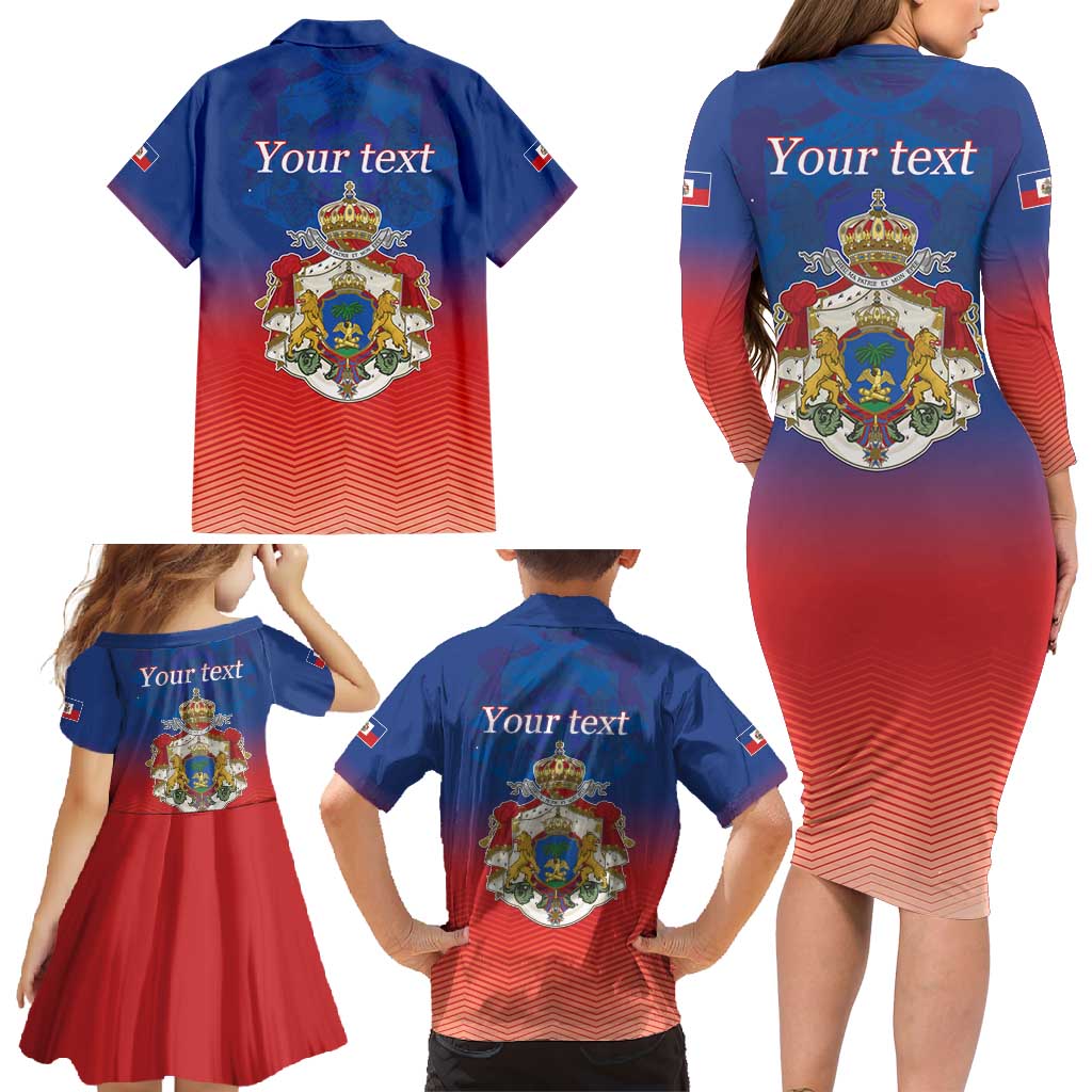 Personalized Haiti Second Empire Family Matching Long Sleeve Bodycon Dress and Hawaiian Shirt Anpi an Ayiti 1849-1859