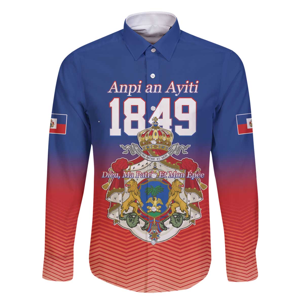 Personalized Haiti Second Empire Family Matching Off The Shoulder Long Sleeve Dress and Hawaiian Shirt Anpi an Ayiti 1849-1859