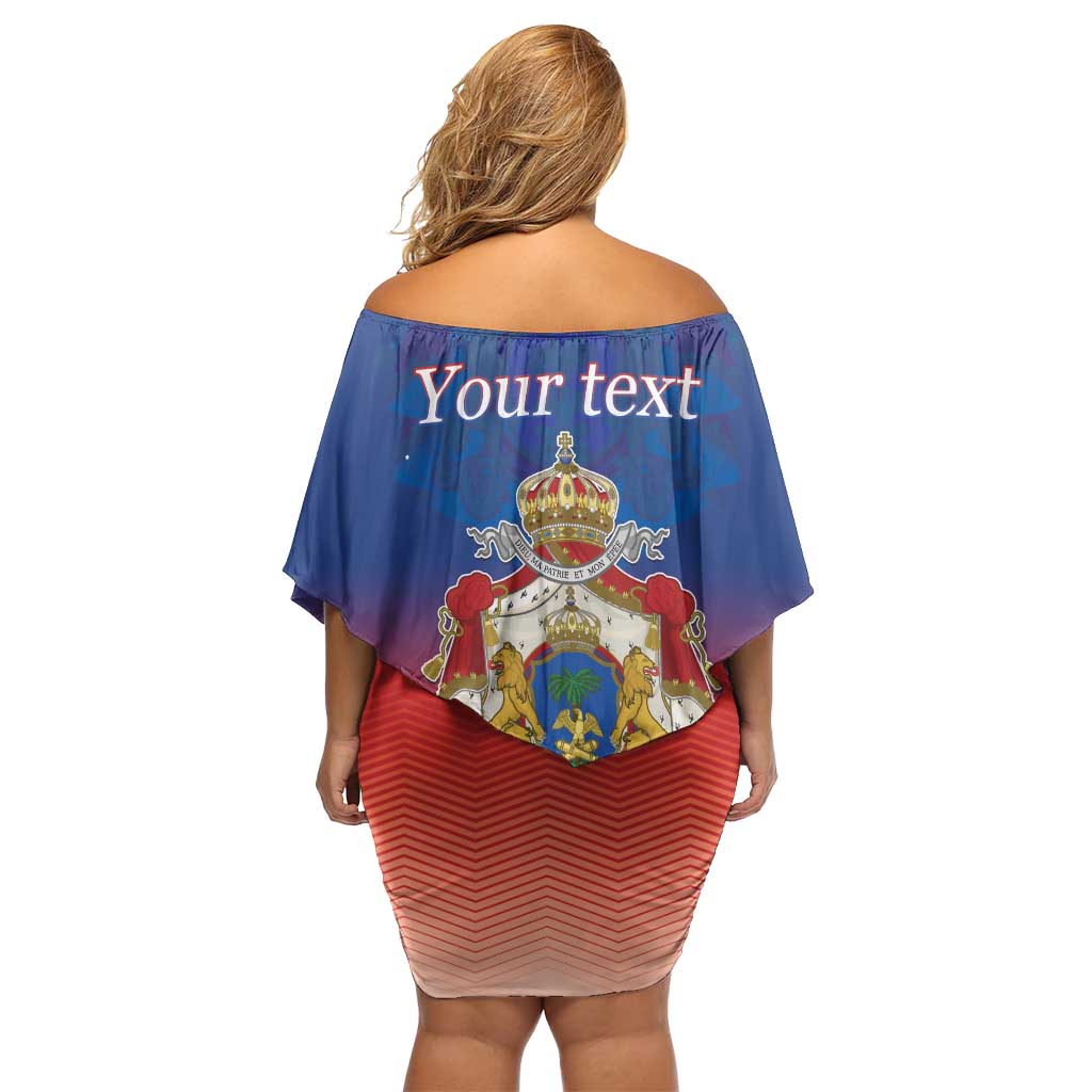 Personalized Haiti Second Empire Family Matching Off Shoulder Short Dress and Hawaiian Shirt Anpi an Ayiti 1849-1859