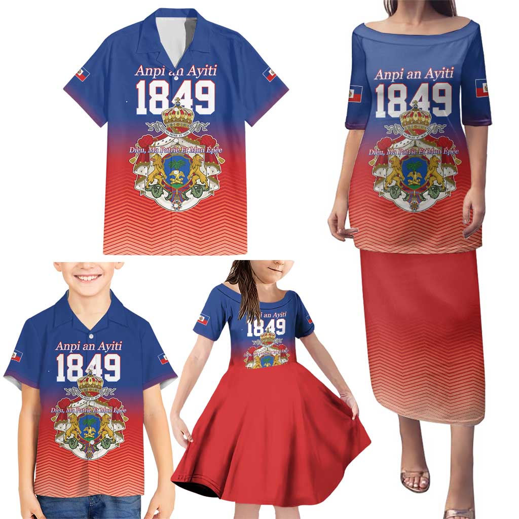 Personalized Haiti Second Empire Family Matching Puletasi and Hawaiian Shirt Anpi an Ayiti 1849-1859