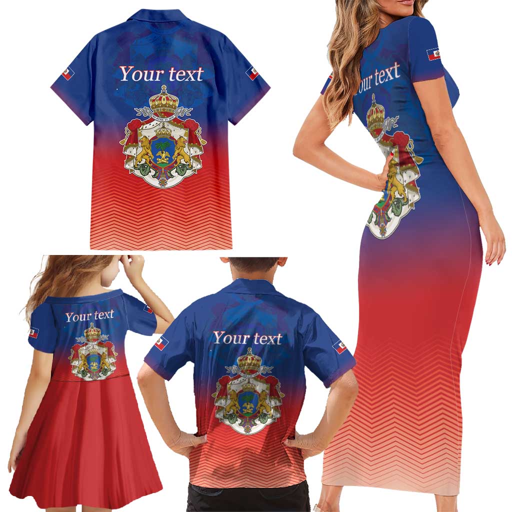 Personalized Haiti Second Empire Family Matching Short Sleeve Bodycon Dress and Hawaiian Shirt Anpi an Ayiti 1849-1859