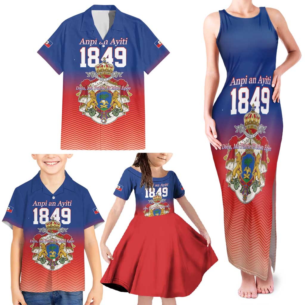 Personalized Haiti Second Empire Family Matching Tank Maxi Dress and Hawaiian Shirt Anpi an Ayiti 1849-1859