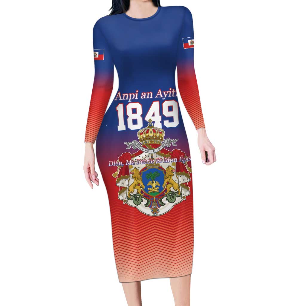 Personalized Haiti Second Empire Long Sleeve Bodycon Dress Anpi an Ayiti 1849-1859