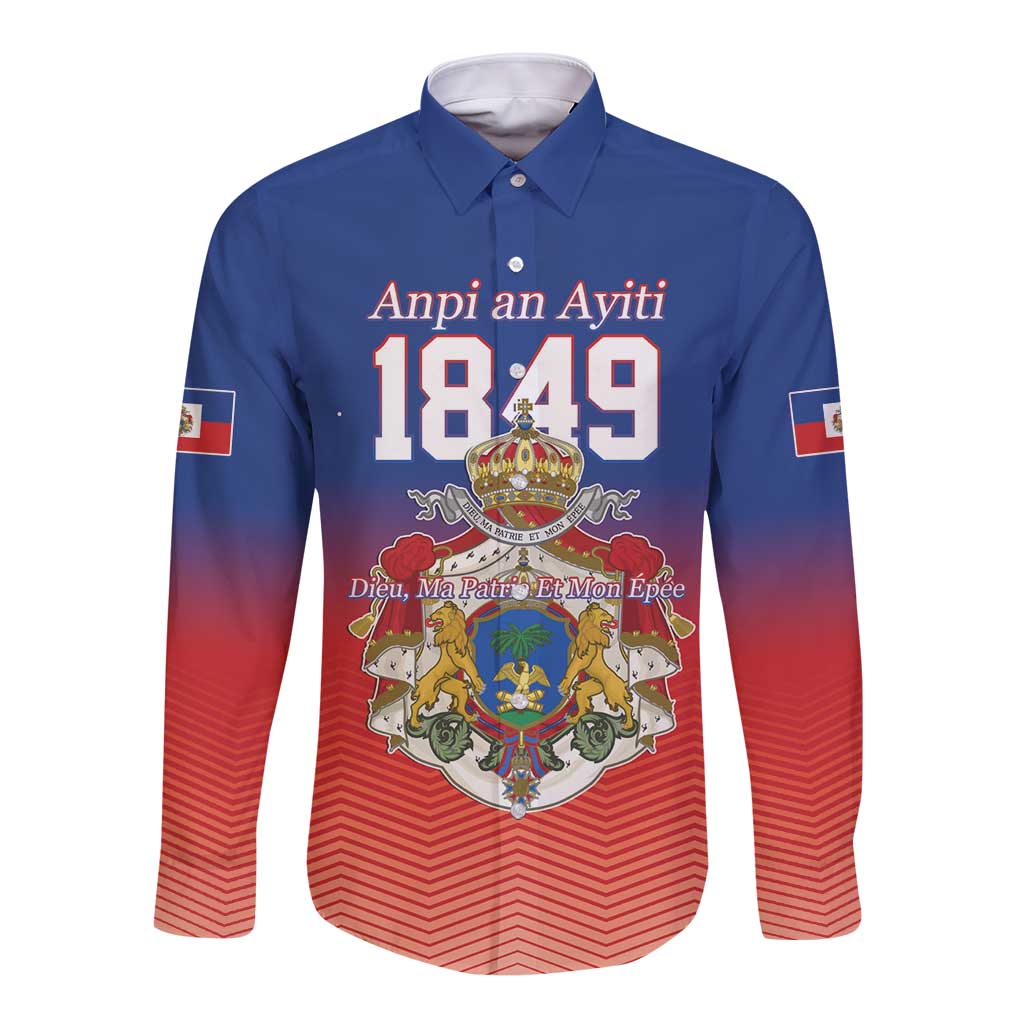 Personalized Haiti Second Empire Long Sleeve Button Shirt Anpi an Ayiti 1849-1859