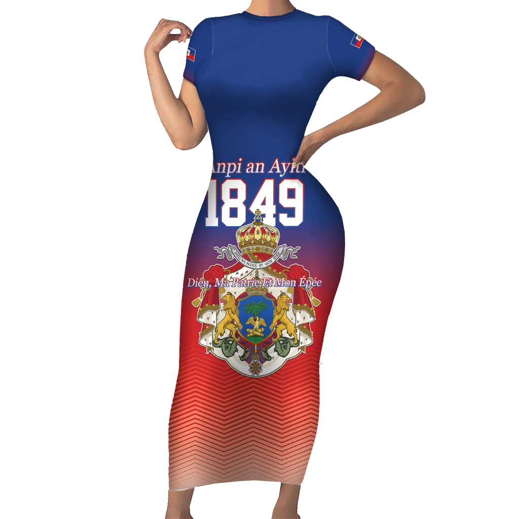 Personalized Haiti Second Empire Short Sleeve Bodycon Dress Anpi an Ayiti 1849-1859