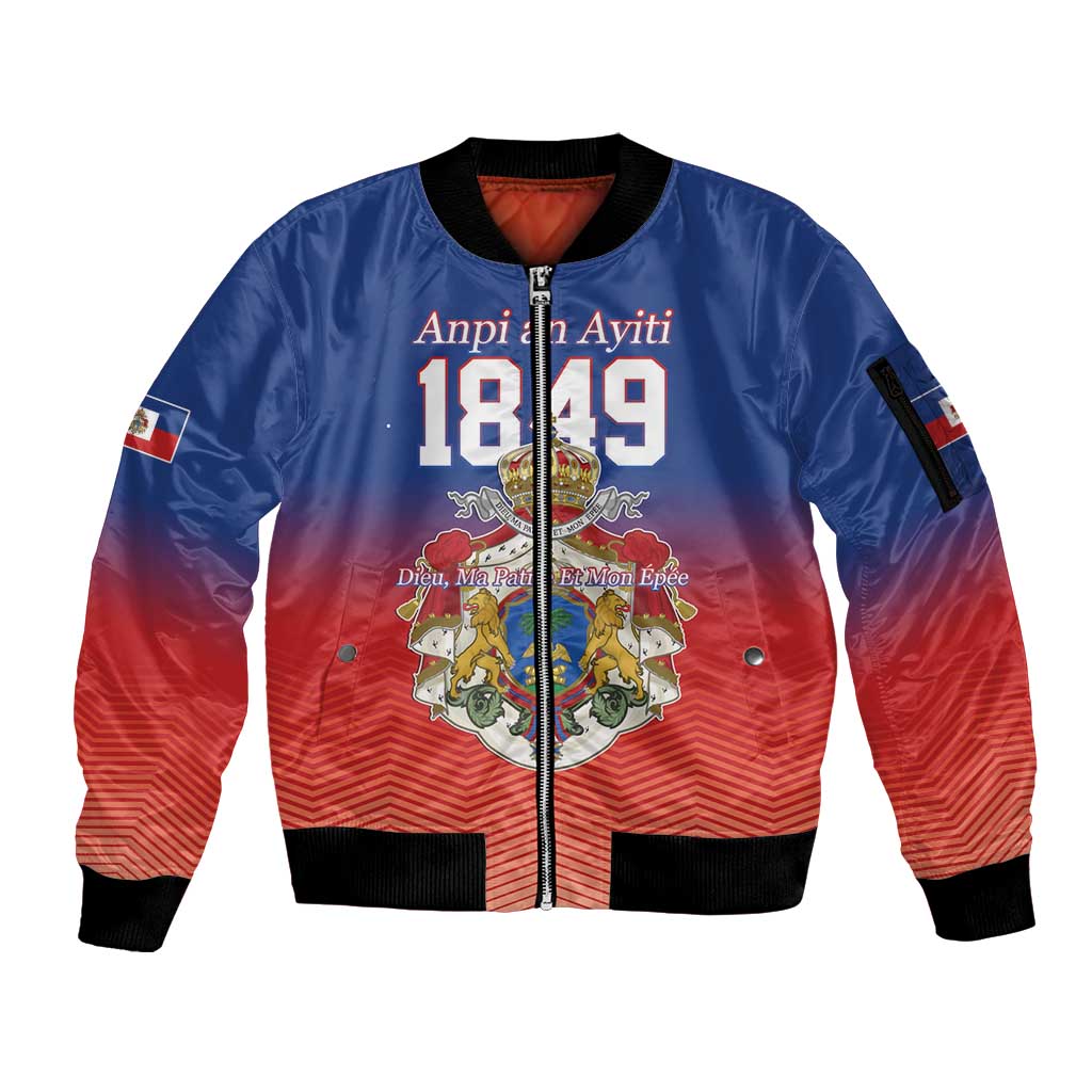 Personalized Haiti Second Empire Sleeve Zip Bomber Jacket Anpi an Ayiti 1849-1859