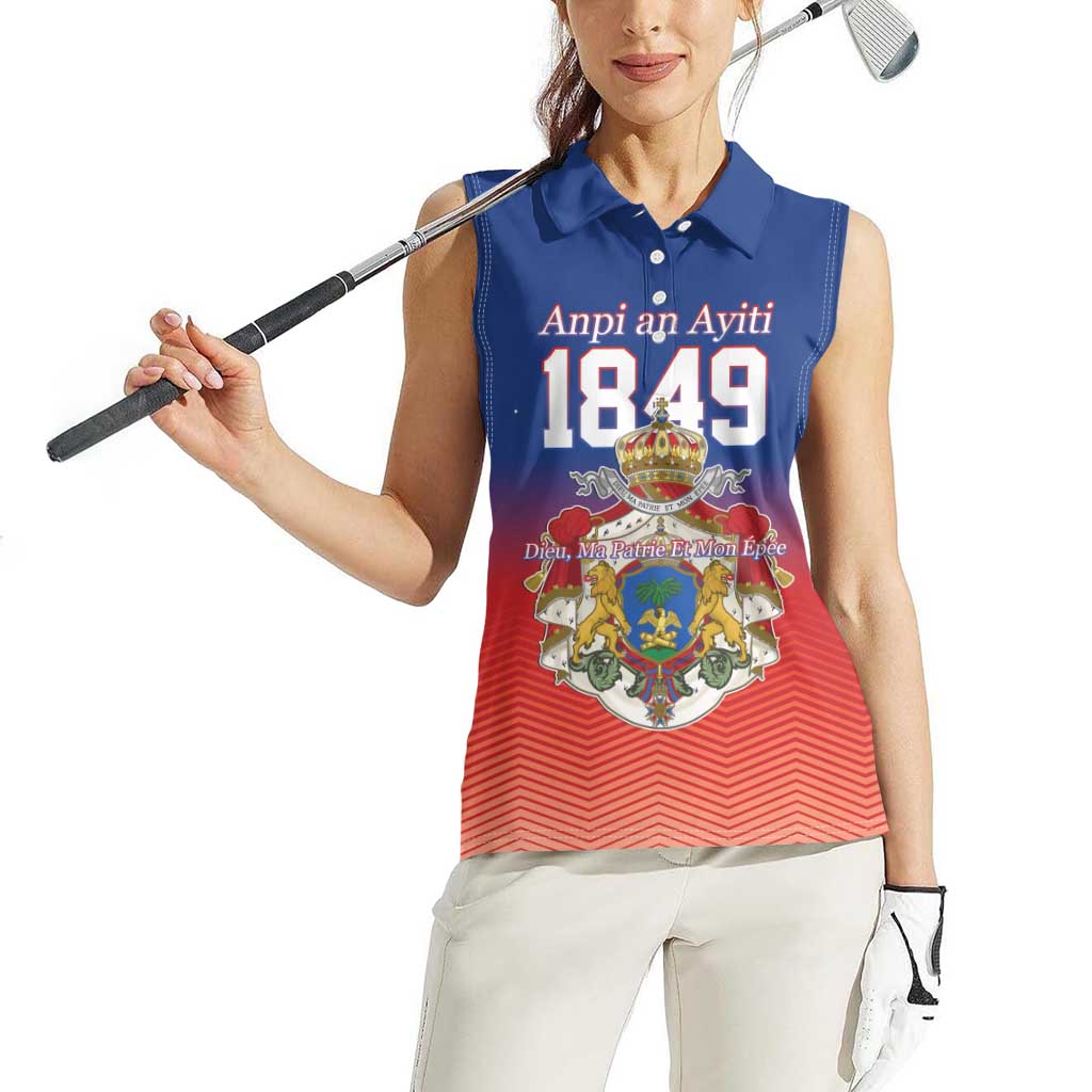 Personalized Haiti Second Empire Women Sleeveless Polo Shirt Anpi an Ayiti 1849-1859