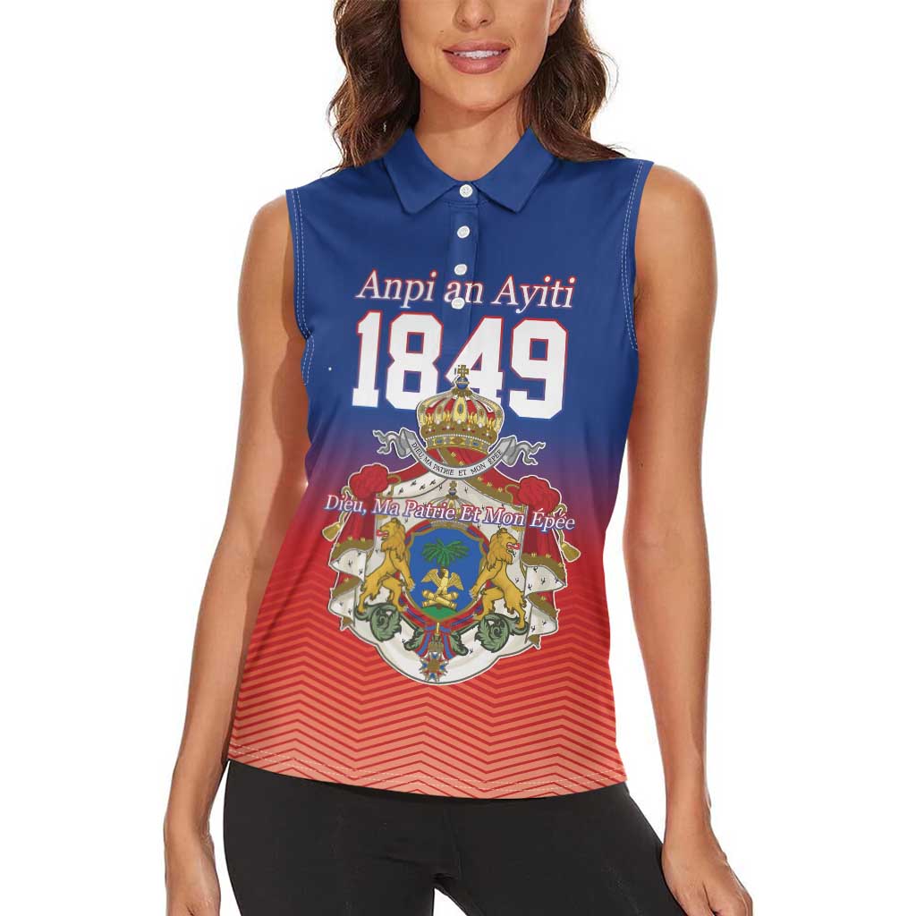 Personalized Haiti Second Empire Women Sleeveless Polo Shirt Anpi an Ayiti 1849-1859