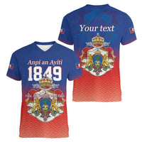 Personalized Haiti Second Empire Women V-Neck T-Shirt Anpi an Ayiti 1849-1859