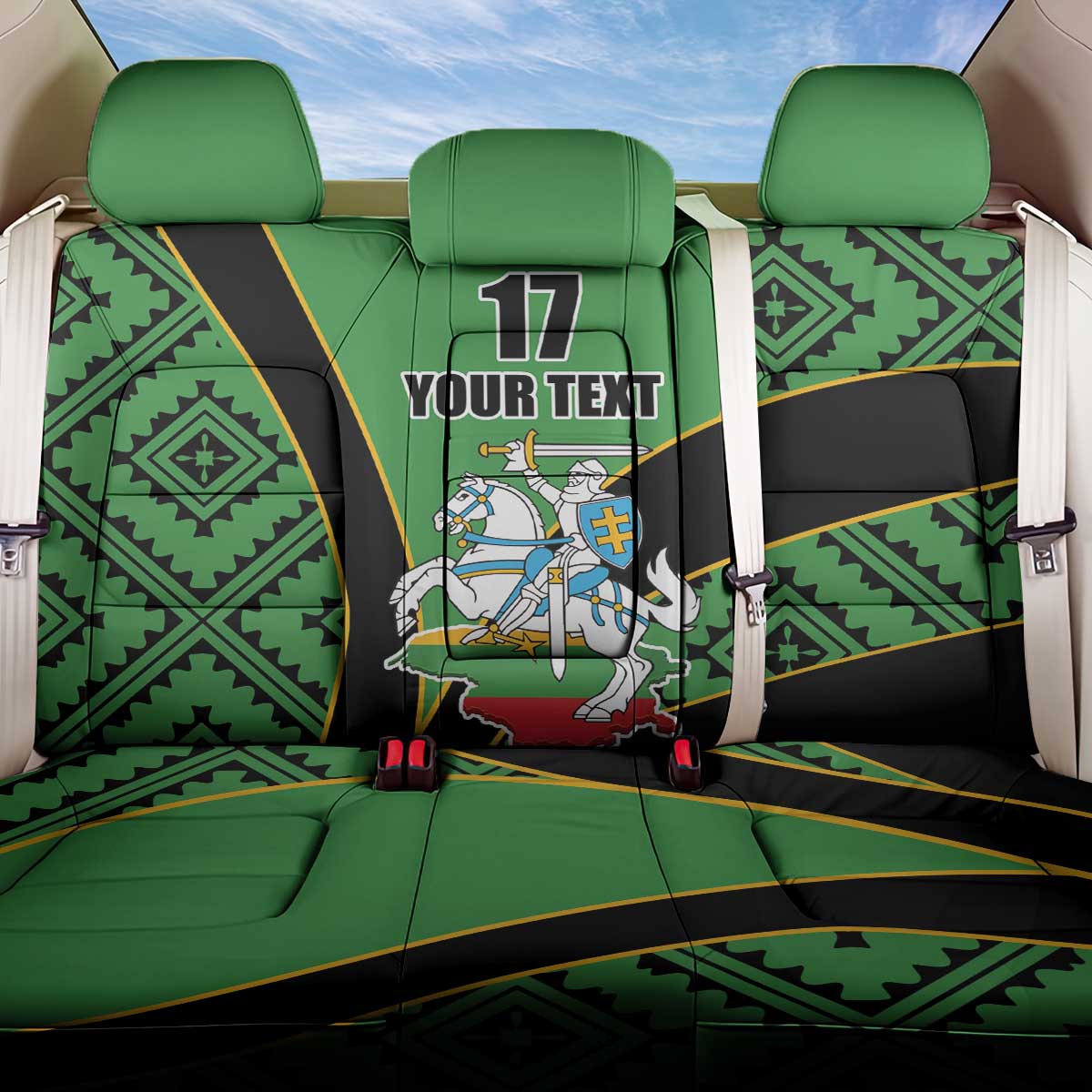 Republic of Lithuana Rugby Back Car Seat Cover Sporty Style