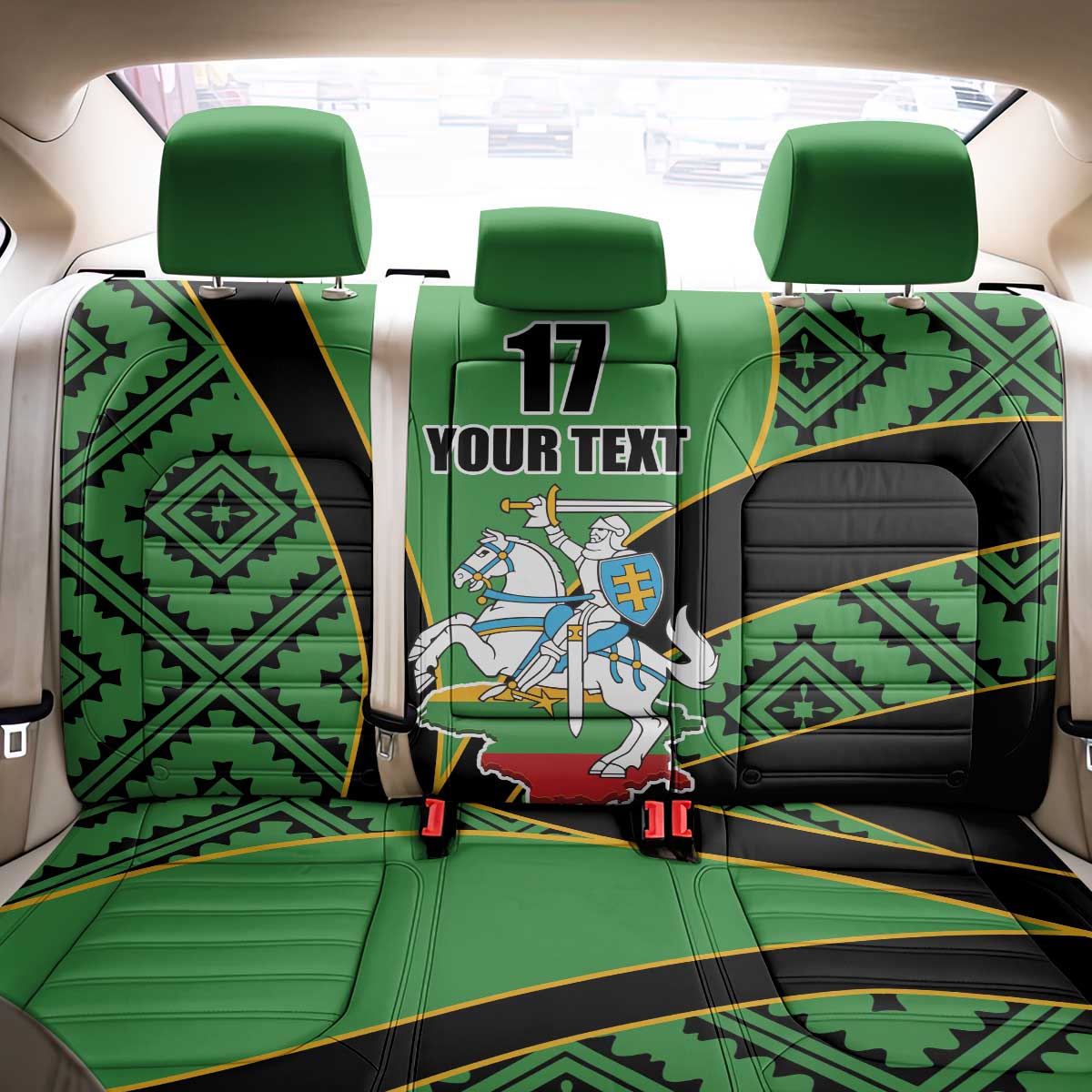 Republic of Lithuana Rugby Back Car Seat Cover Sporty Style